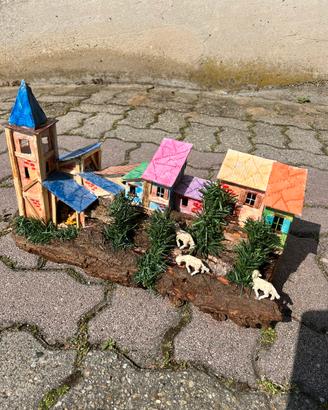 Presepe artigianale illuminato 40cm fatto a mano