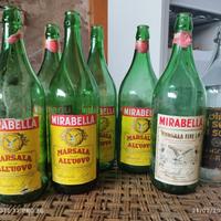 Bottiglie vuote Marsala uovo Mirabella anni '70 