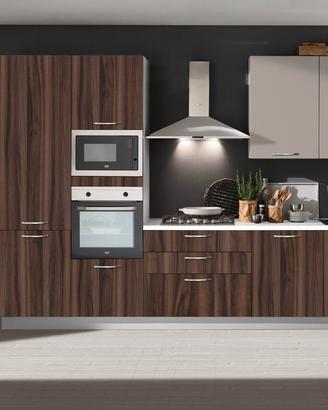 Cucina Smart Promo Cancro  Noce Scuro e Cemento