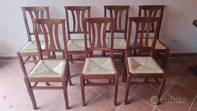 7 sedie in legno massello