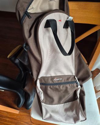 4 stivali, borsa e cap per equitazione 