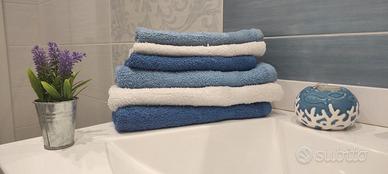 Set Asciugamani 100% cotone 3+3 Pz Colore Azzurro