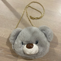 Borsa zainetto orso in ecopelliccia grigia