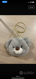 Borsa zainetto orso in ecopelliccia grigia