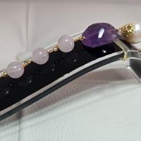 Bracciale in Quarzo Rosa, Ametista e Perle