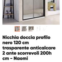 Box doccia nicchia profilo nero 120cm
