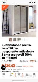 Box doccia nicchia profilo nero 120cm