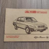 alfa 90 V6 iniezione libretto uso
