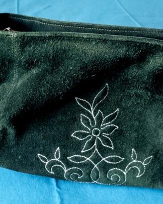 SCONTO 40% borsetta donna scamosciata verde bosco