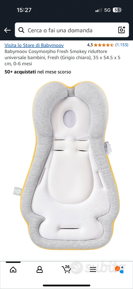 Babymoov Cosymorpho Fresh Riduttore Universale Per Bambini 0-6 Mesi | Grigio Chiaro, 35x54.5x5 Cm - Foto 5