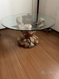 TAVOLINO IN LEGNO E VETRO