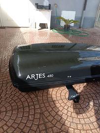Baule tetto per auto Arjes 480 co barre portatutto