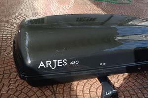 Baule tetto per auto Arjes 480 co barre portatutto
