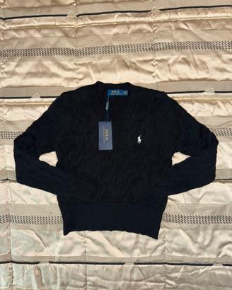 Maglione Ralph Lauren Nero V-Neck Nuovo