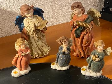 Lotto 5 Angeli Soprammobili Statuette Portacandela