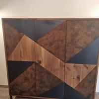 madia armadio in rovere rustico con ferro corten