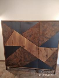 madia armadio in rovere rustico con ferro corten