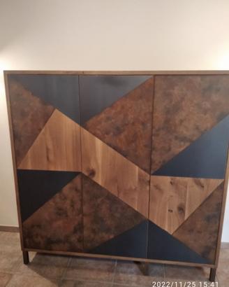 madia armadio in rovere rustico con ferro corten