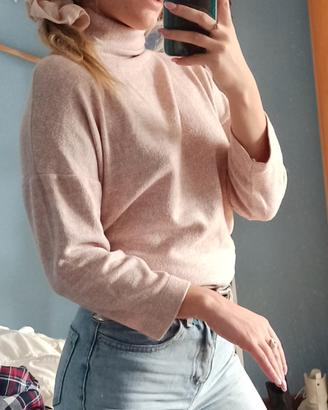 Maglione Stradivarius Rosa Cipria a Collo Alto