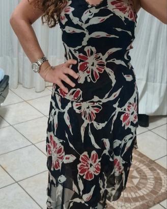 Cannella Abito midi in chiffon tg.M come nuovo