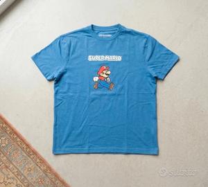 T-shirt Super Mario originale blu stampa grande