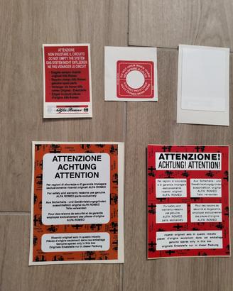 set adesivi motore vetri alfa romeo anni ottanta 