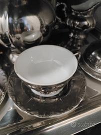 servizio da caffè in porcellana argentata