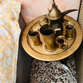 Servizio da tè marocchino artigianale in ottone