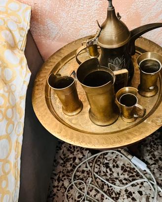 Servizio da tè marocchino artigianale in ottone