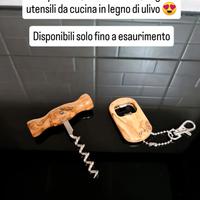 Cavatappi apribottiglie portachiavi legno di ulivo