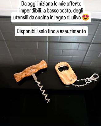 Cavatappi apribottiglie portachiavi legno di ulivo