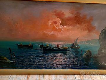 QUADRO-PESCATORI ALLA RIVA-G.VIANI-XX SECOLO-78x14