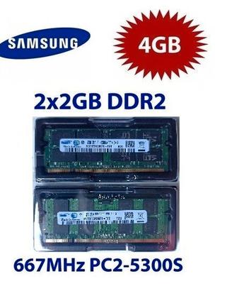 2 Pezzi Samsung 2Gb 2RX8 PC2-5300S DDR2 Ram Laptop