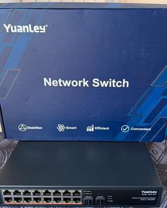 Switch PoE 16 porte Gigabit+2SFP-YuanLey-comenuovo