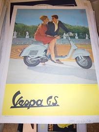 manifesto poster pubblicitario moto vespa gs  1960