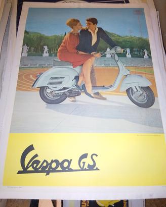 manifesto poster pubblicitario moto vespa gs  1960