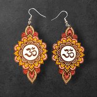 Orecchini Ohm da donna, in legno, orecchini zen