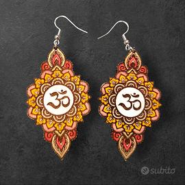 Orecchini Ohm da donna, in legno, orecchini zen