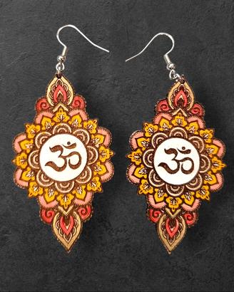 Orecchini Ohm da donna, in legno, orecchini zen