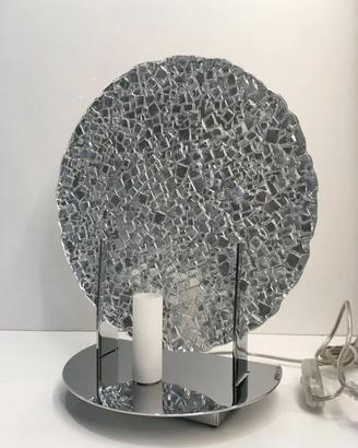 Lampada tavolo metallo/vetro mosaico argento