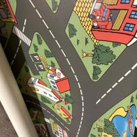 Tappeto in PVC. Motivo città. 200x200cm