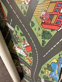 Tappeto in PVC. Motivo città. 200x200cm