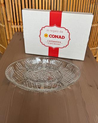 Antipastiera vetro Conad vintage con scatola 32x22
