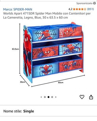 Scaffale porta giochi bambino spiderman
