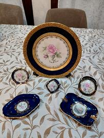 set  6 pezzi Limoges blu cobalto e oro