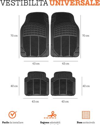 Tappetini universali per auto, confezione da 4 pz