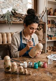 Incantevole Set di 7 Matrioske in Legno