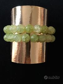 set 2 bracciali in pietra verde chiaro 