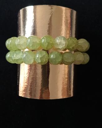 set 2 bracciali in pietra verde chiaro 