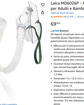 Laica - Aerosol a Ultrasuoni Portatile silenzioso